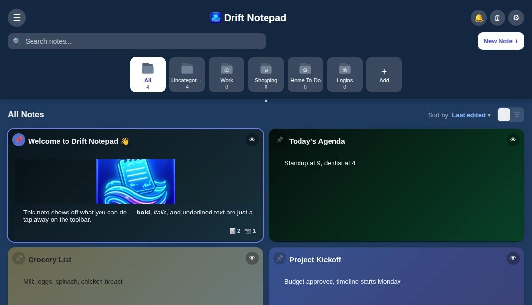 Dashboard in Professional's Blue scheme, a flat navy blue